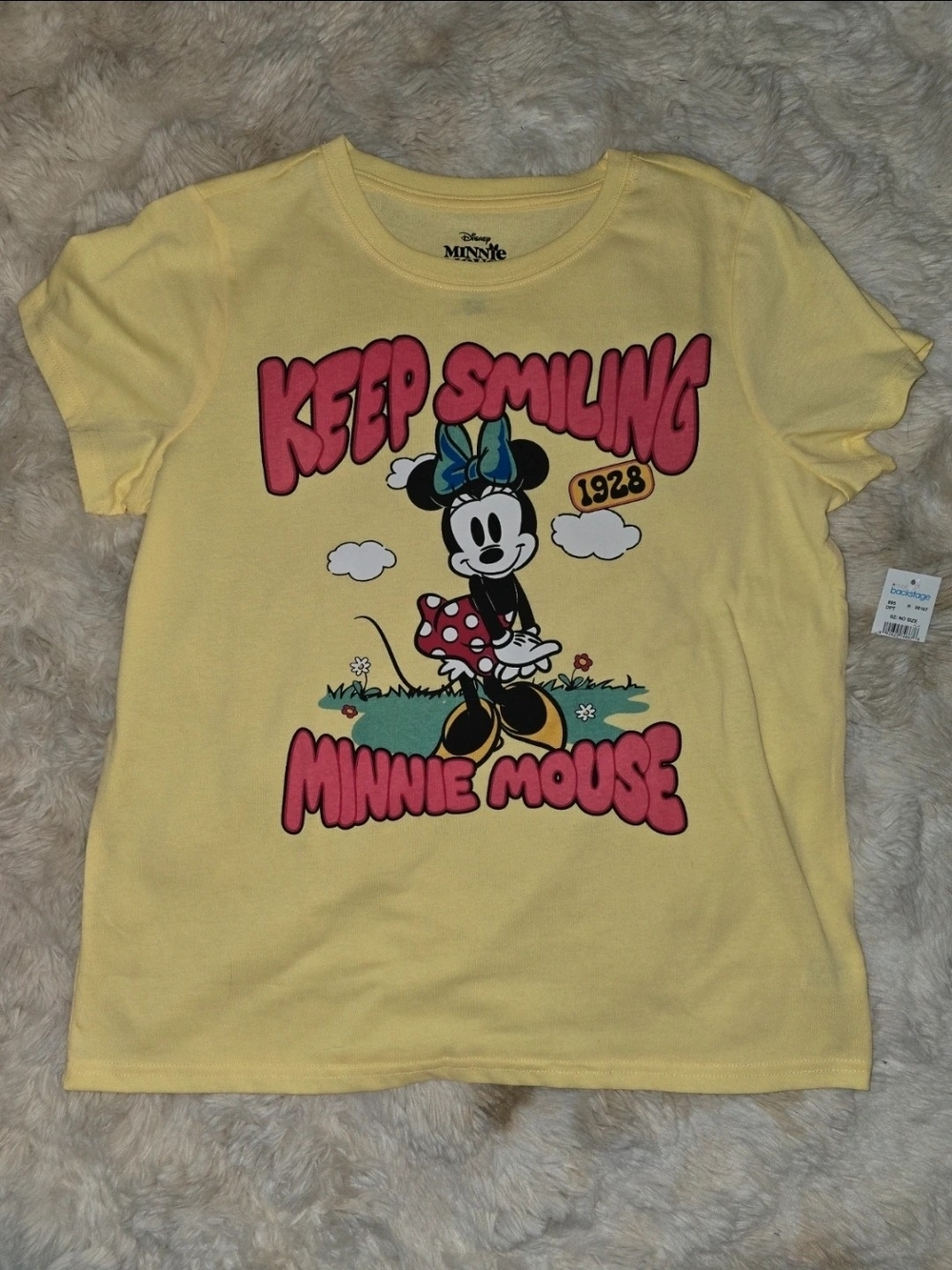 Disney Yellow Minnie Mouse 'Keep Smiling' Short Sleeve Tee